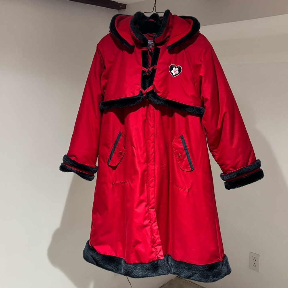 Gusti Girls’ Long Winter Coat with Black Trim